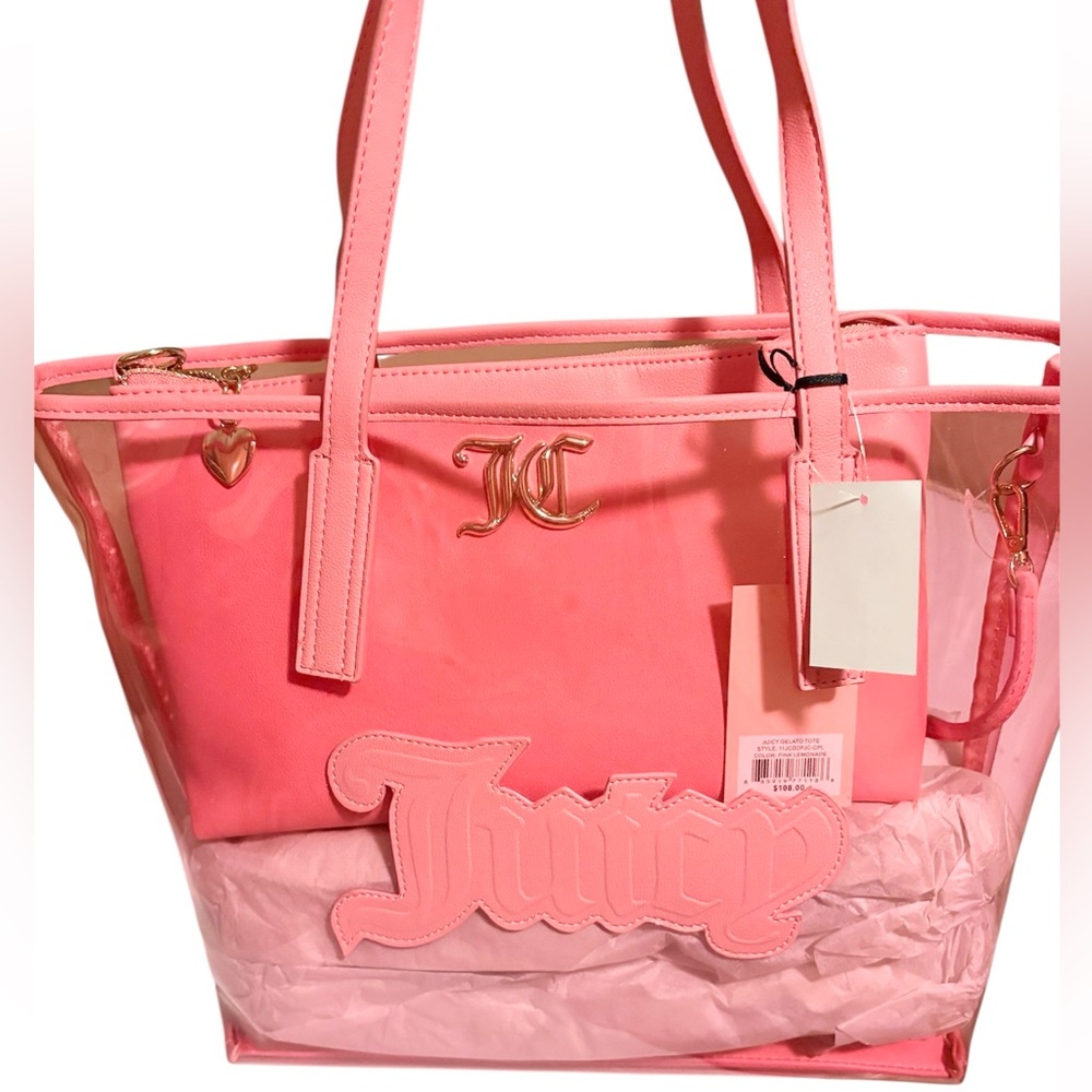 Juicy Couture 2 Pc Clear Logo Tote Bag NWT